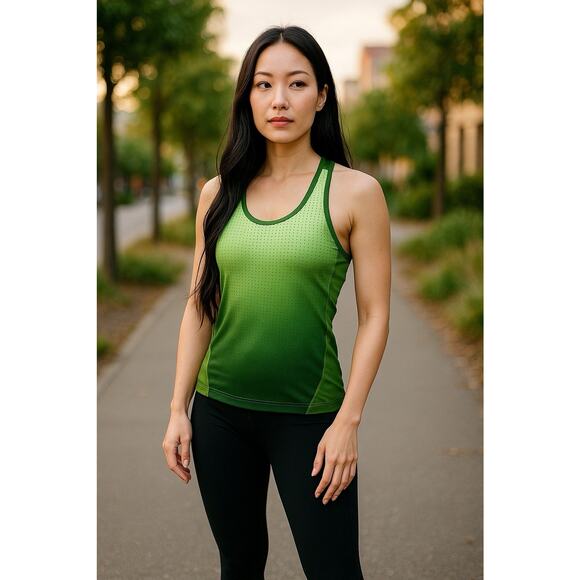 Champion Womens‎ M Medium Tank Top Shelf Lining Racerback Green Pocket Workout - Picture 1 of 13